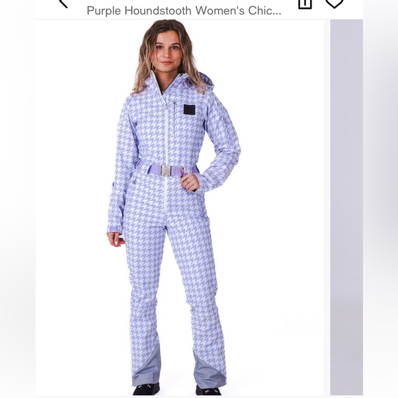 🎿 NWT OOSC purple houndstooth ski suit 🎿 - Picture 2 of 6